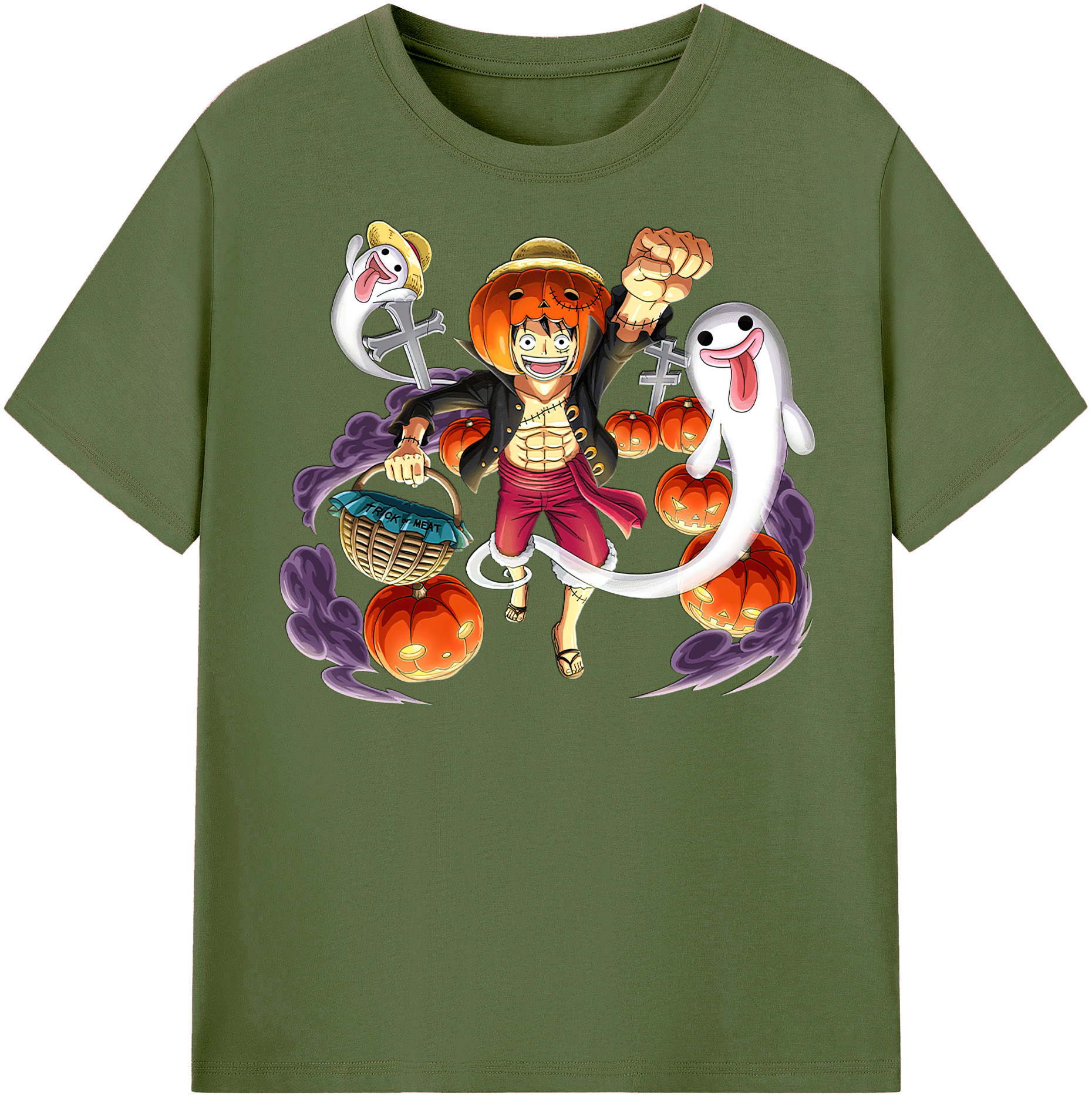 ワンピース モンキー・D・ルフィ ONE PIECE Monkey D. Luffy 綿100％半袖Tシャツ（フロントプリント）
